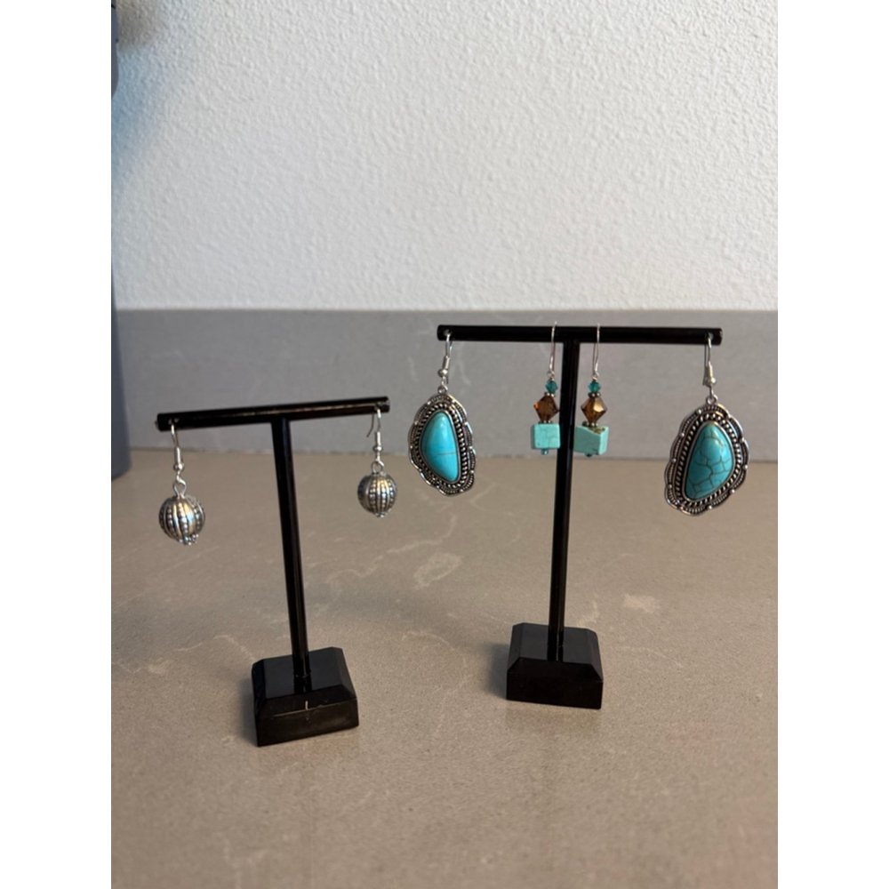 Boho Turquoise Statement Earrings Set Mixed Metal Artisan Dangle Festival Southw